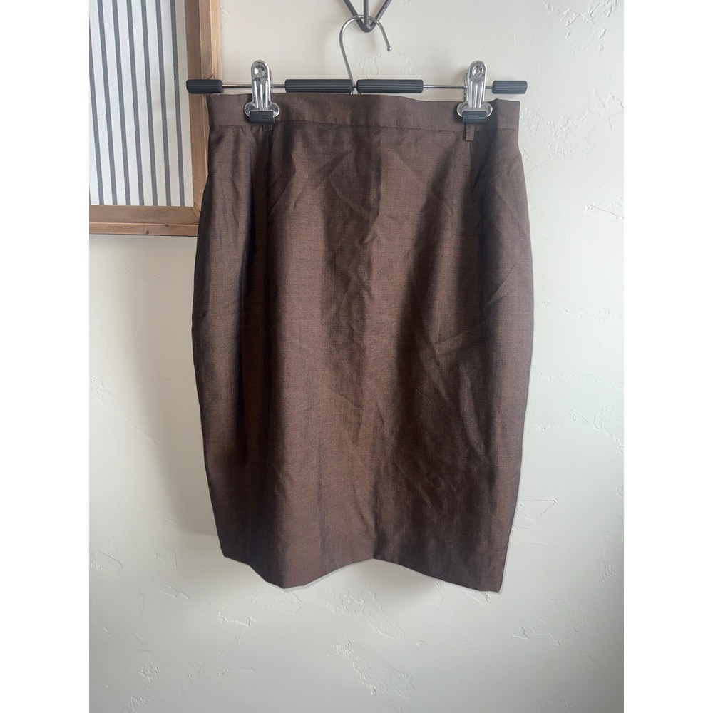 Escada Margaretha Ley Brown Pure Virgin Wool Pencil Skirt Vintage Size 38